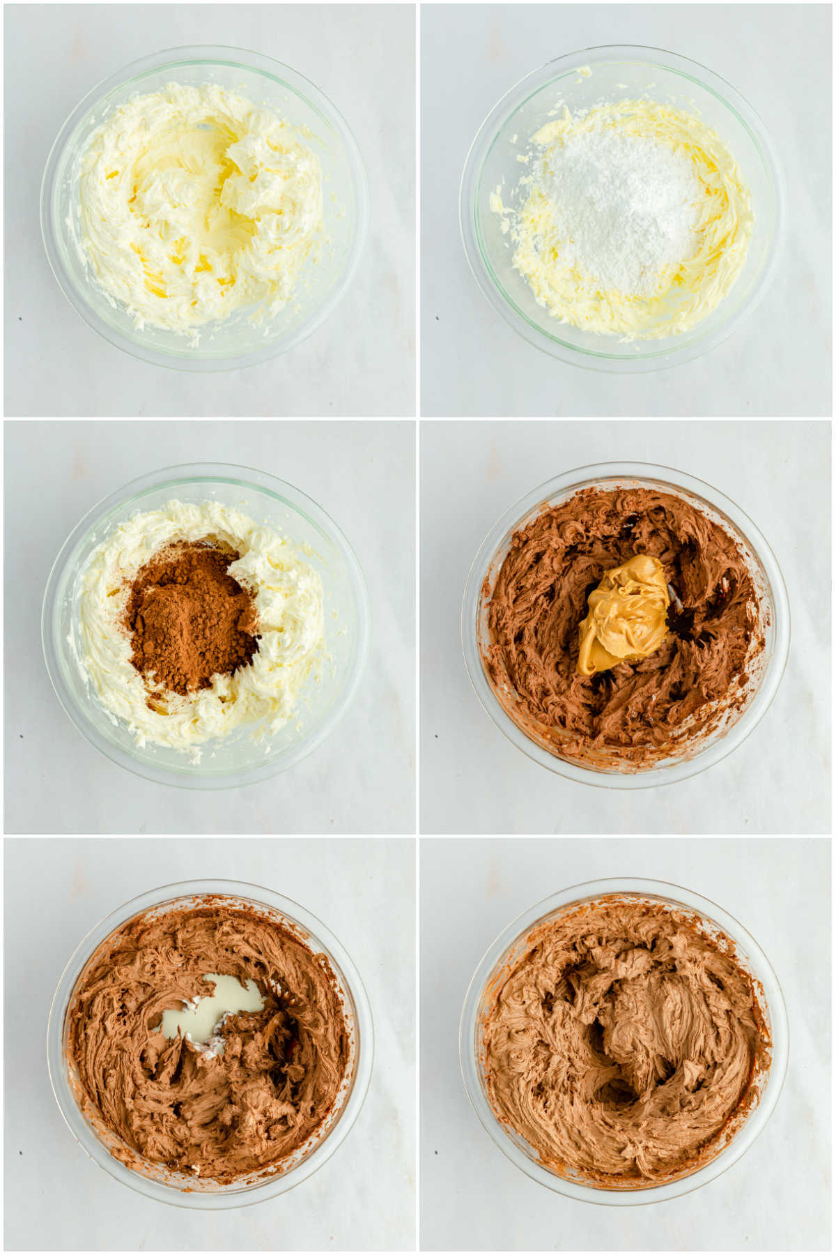 collage of images showing how to make chocolate buttercream frosting