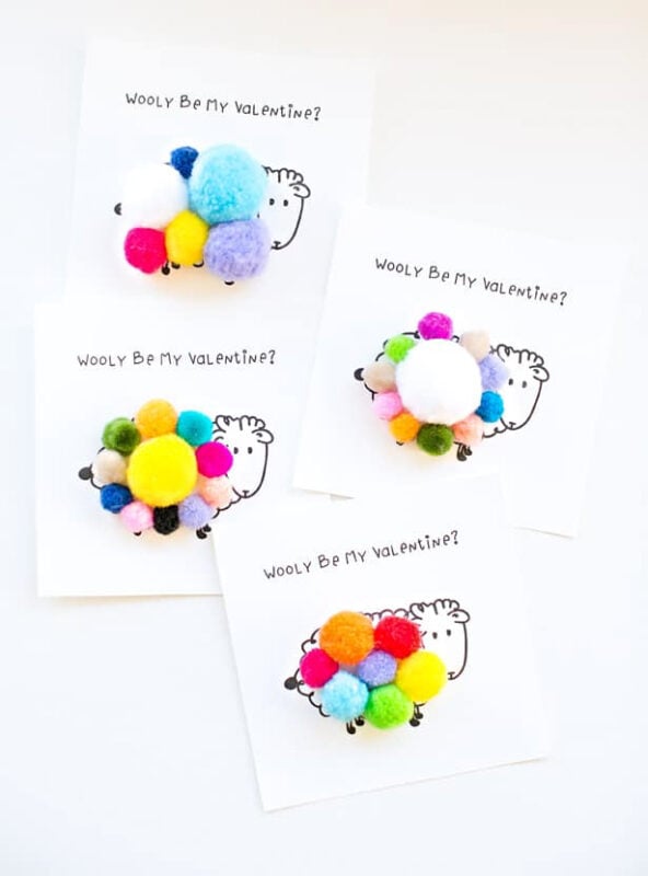 printed sheep with pom pom wool