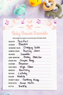 Free Printable Baby Shower Word Scramble - Play Party Plan