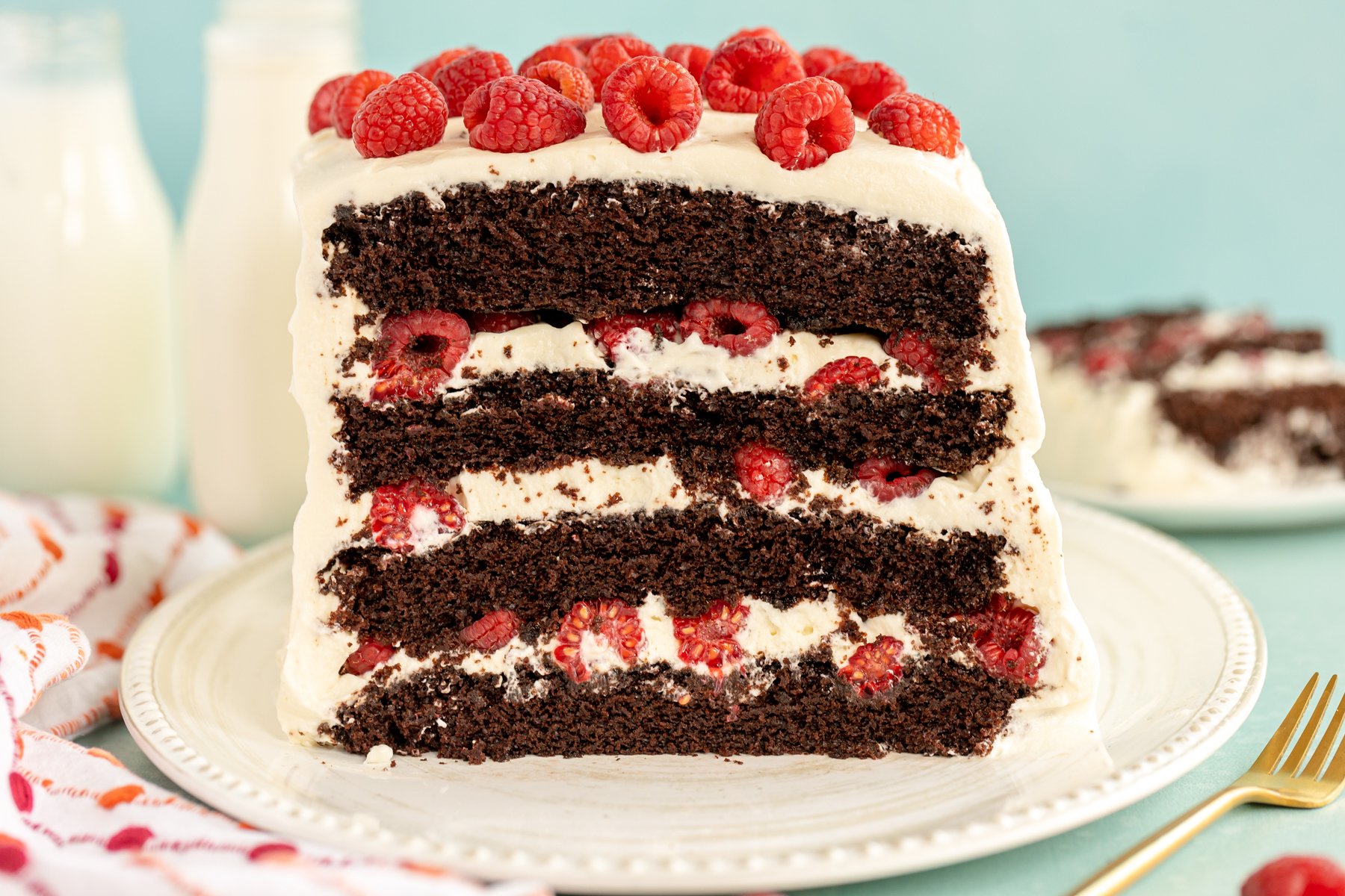 Chocolate Raspberry Cake with Fresh Raspberry Filing