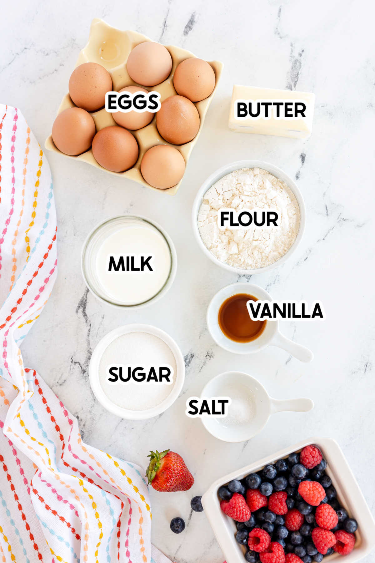 ingredients in german pancakes with labels