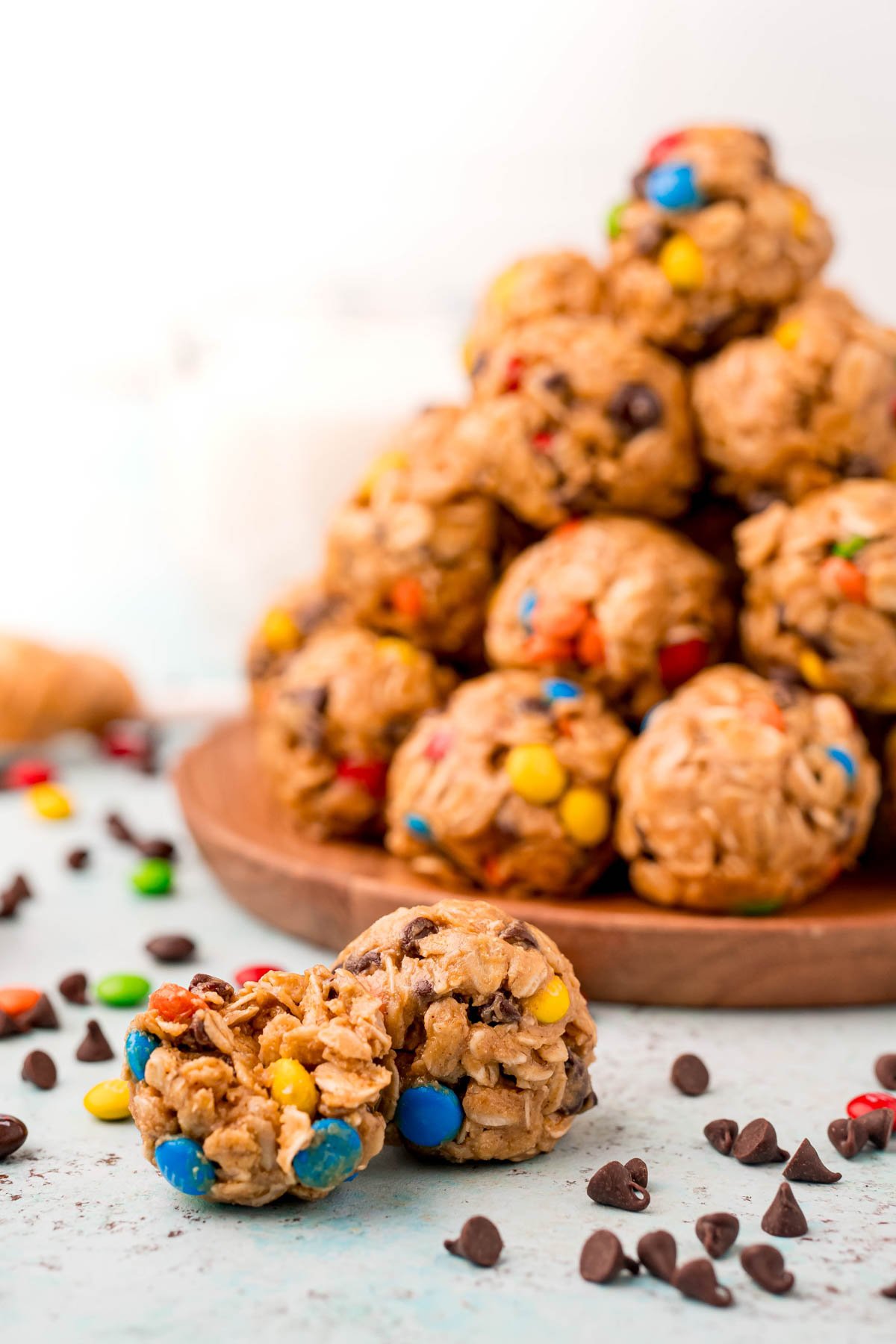 plate full of monster protein balls with one broken open