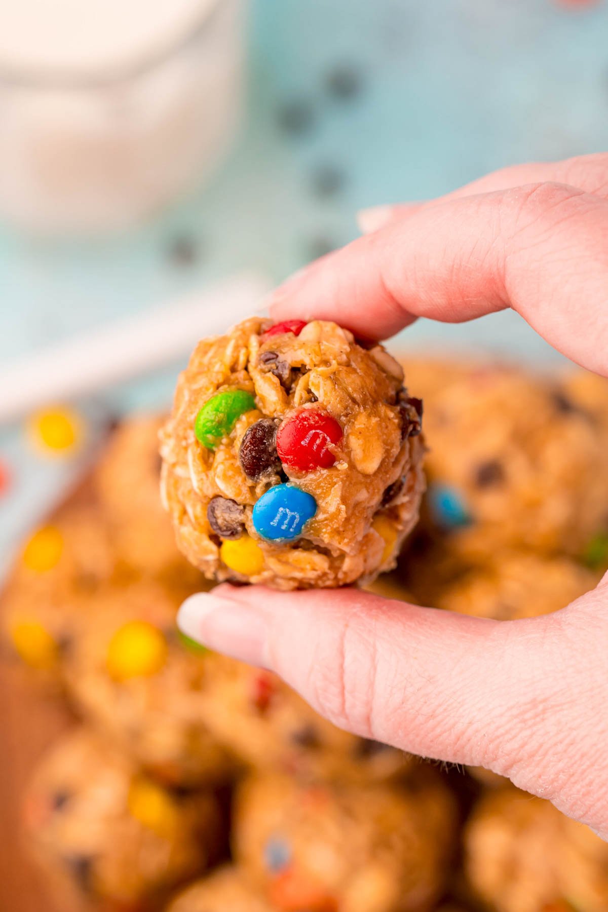 hand rolling a monster protein ball