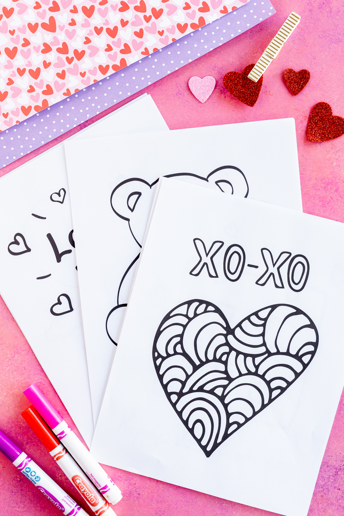 blank valentine's day coloring pages stacked on top of each other