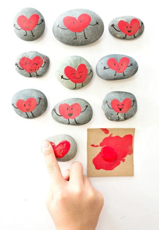 rocks with fingerprint hearts