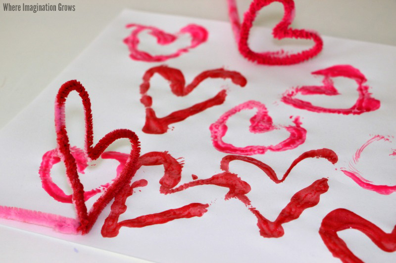 heart shaped pipe cleaner stamp
