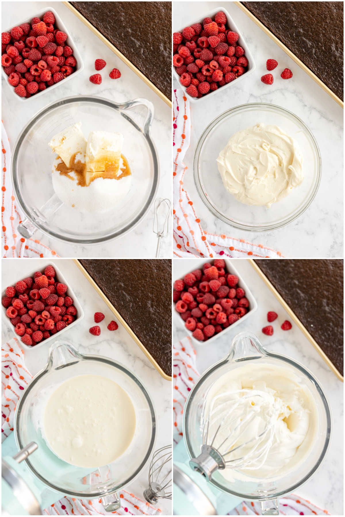 collage showing step by step process to make frosting 