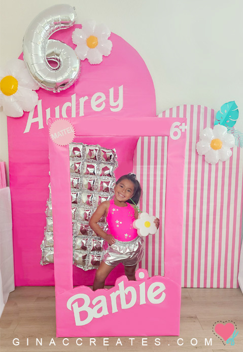 DIY pink barbie photo drop set up