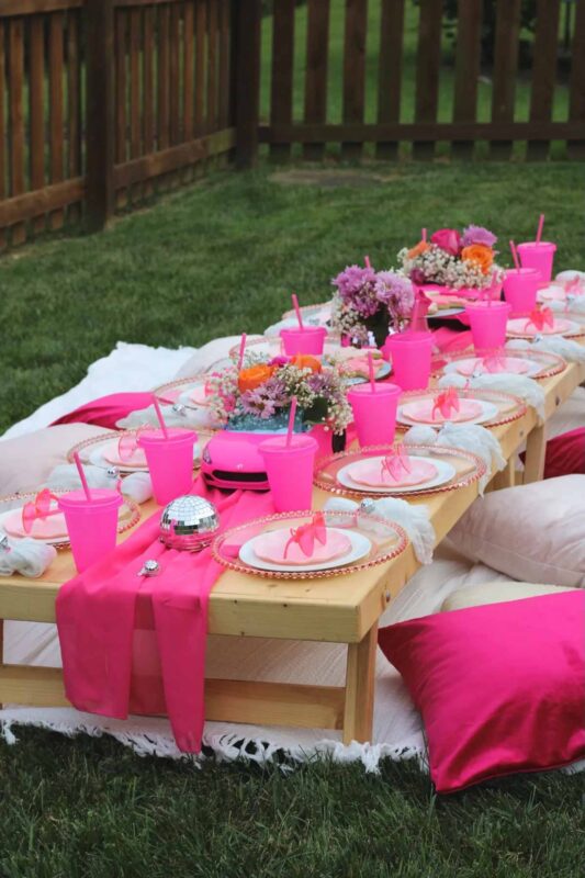 Barbie decorated outdoor dining table