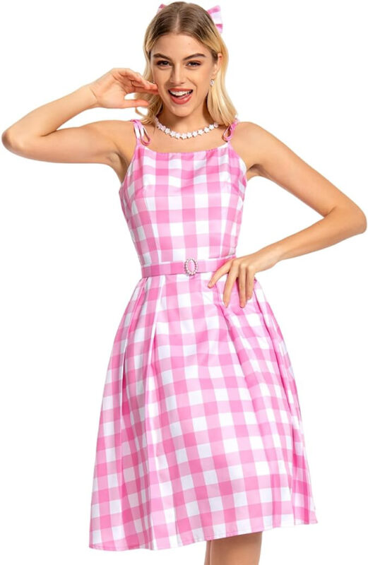 gingham pink dress