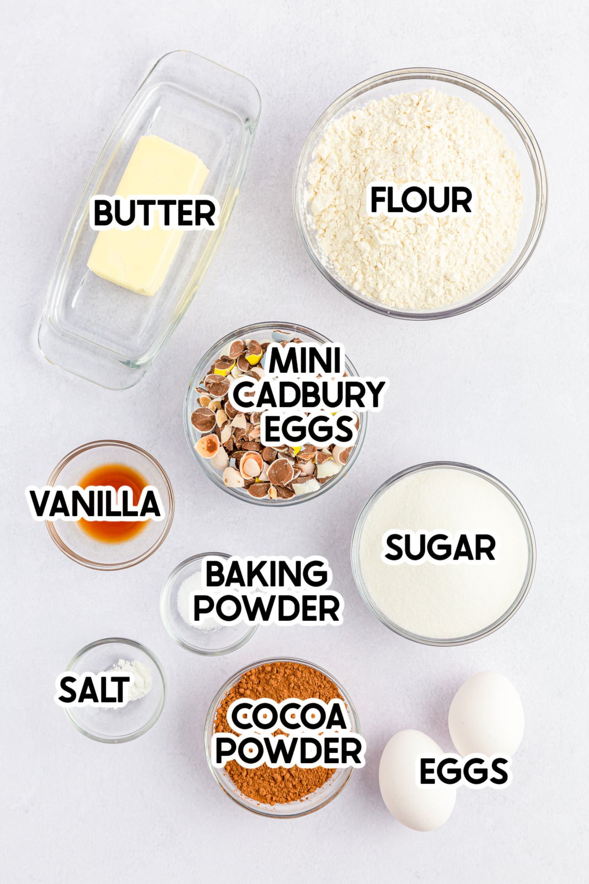 ingredients in Cadbury mini egg brownies