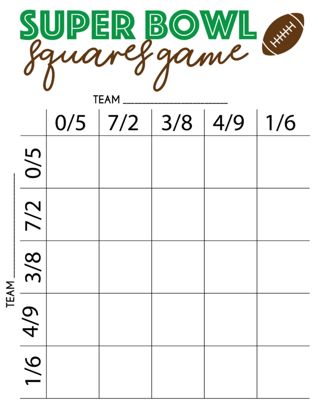 Free Printable Super Bowl Squares Template - Play Party Plan