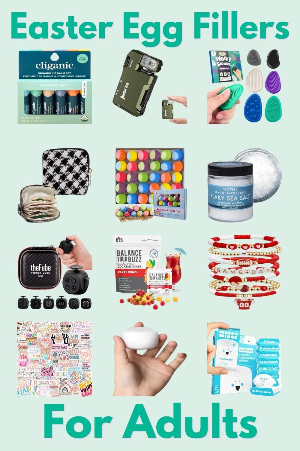 Easter egg fillers for adults on a green background