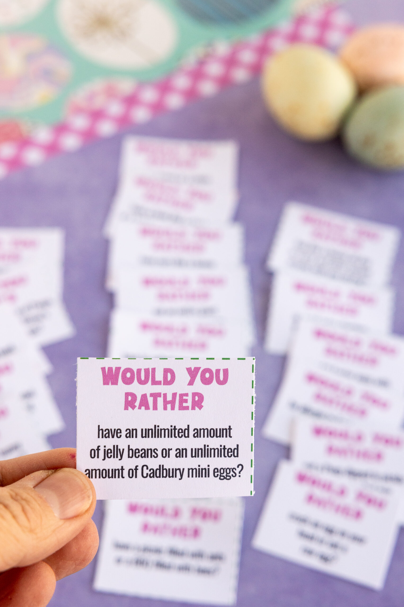 printed out easter would you rather question cards