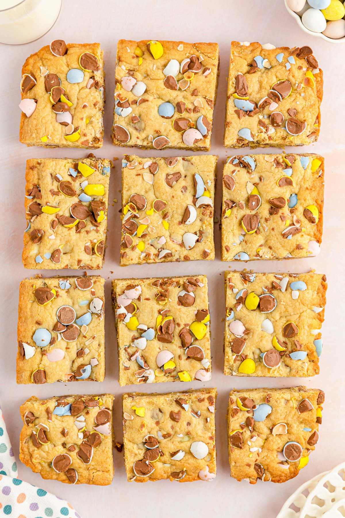 cut Cadbury egg cookie bars