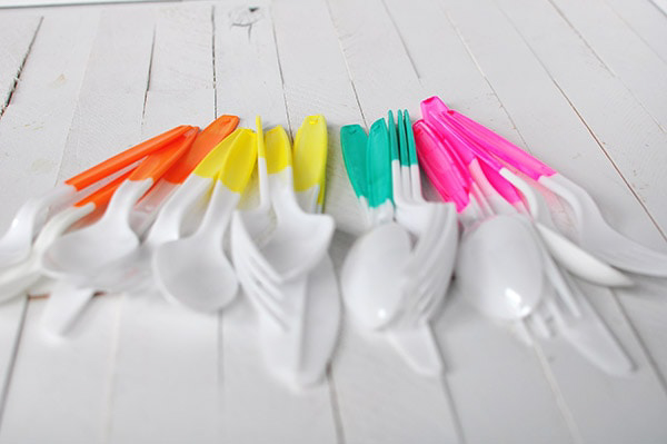plastic silverware that has been painted