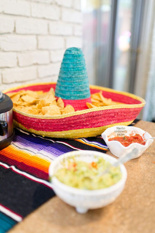 sombrero being used as a chip bowl