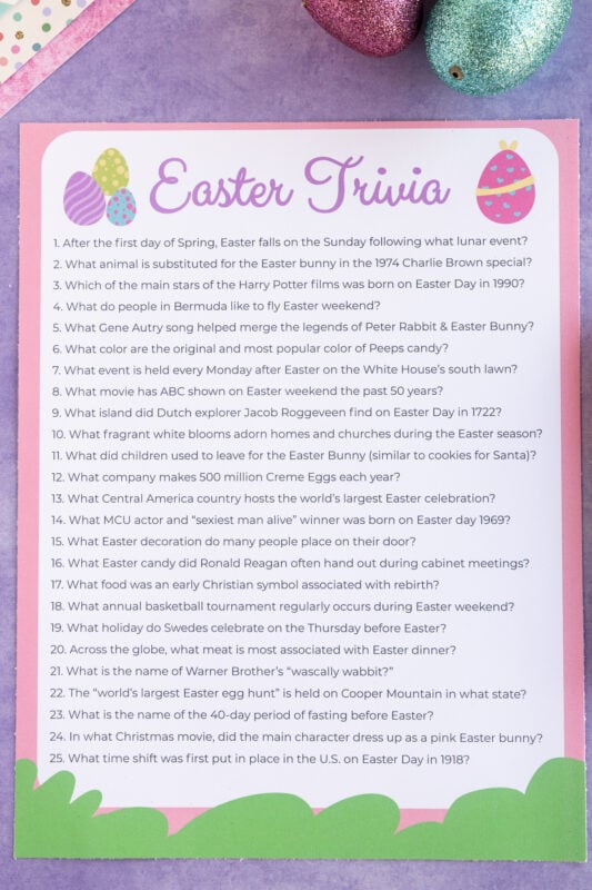 30 easter trivia questions free trivia game play party plan