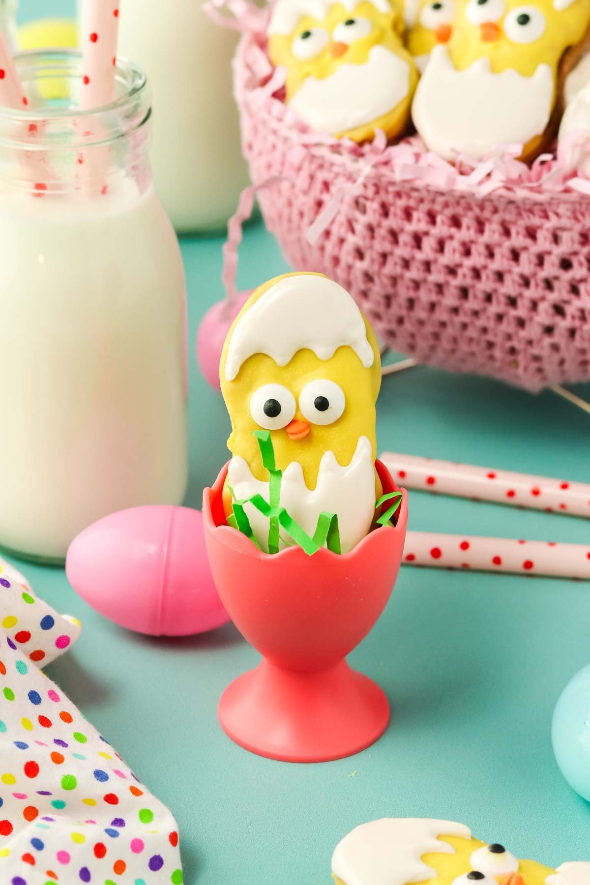 Nutter Butter chick cookie in an egg container