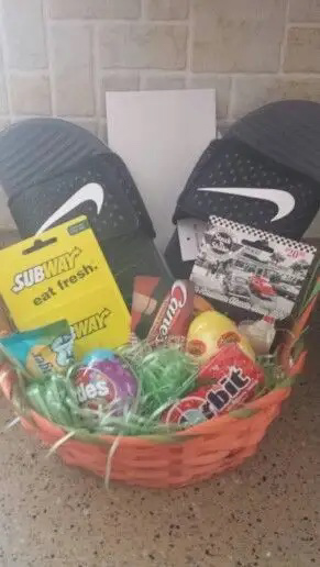 basket with slides and gift cards