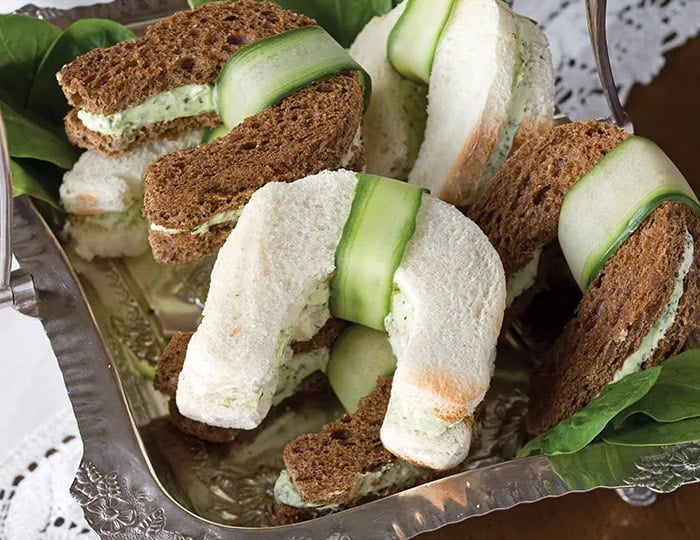 tea sandwiches cut into shape of horseshoe