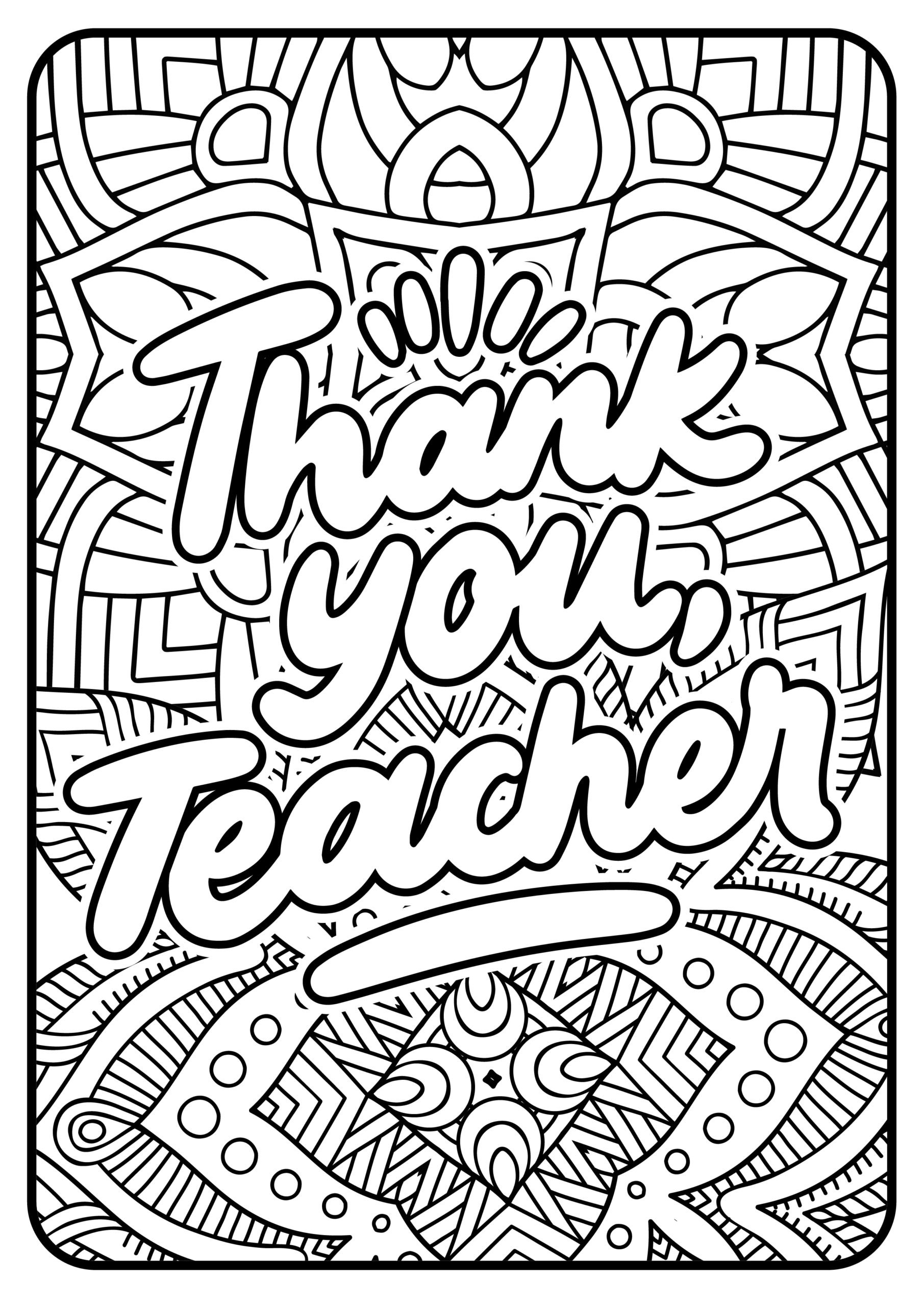 black and white teacher appreciation coloring page