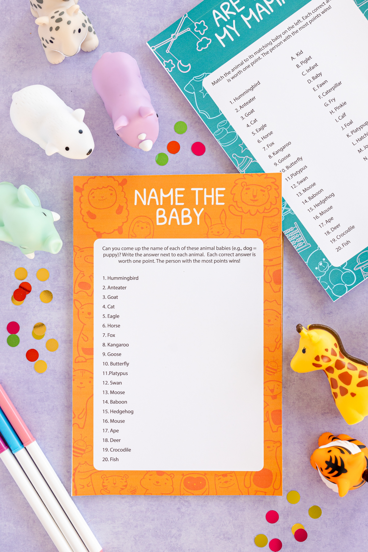 two baby animal baby shower games
