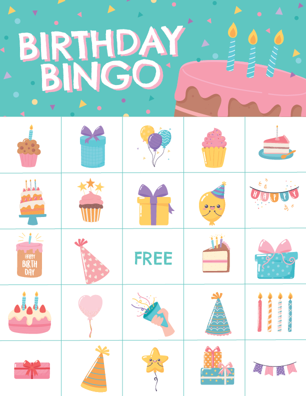 birthday bingo card