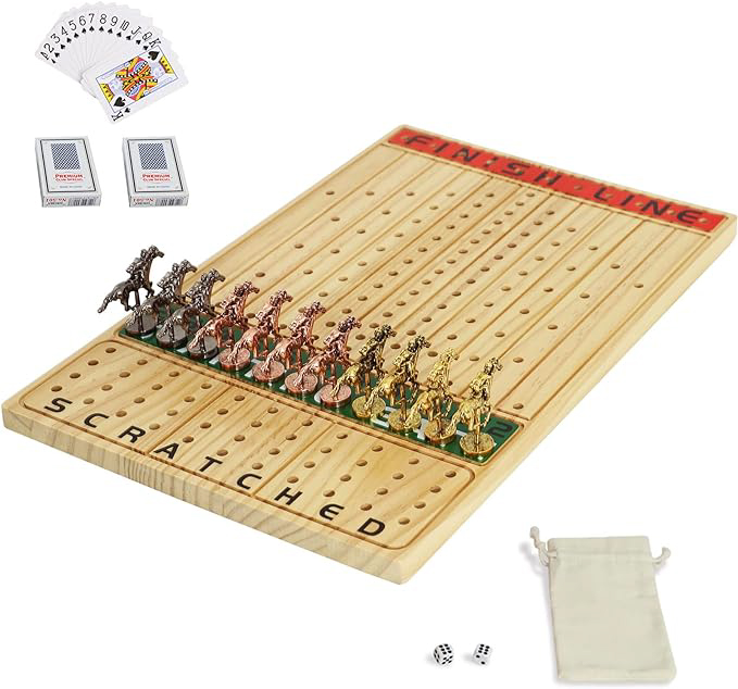 horse race board game with metal horses