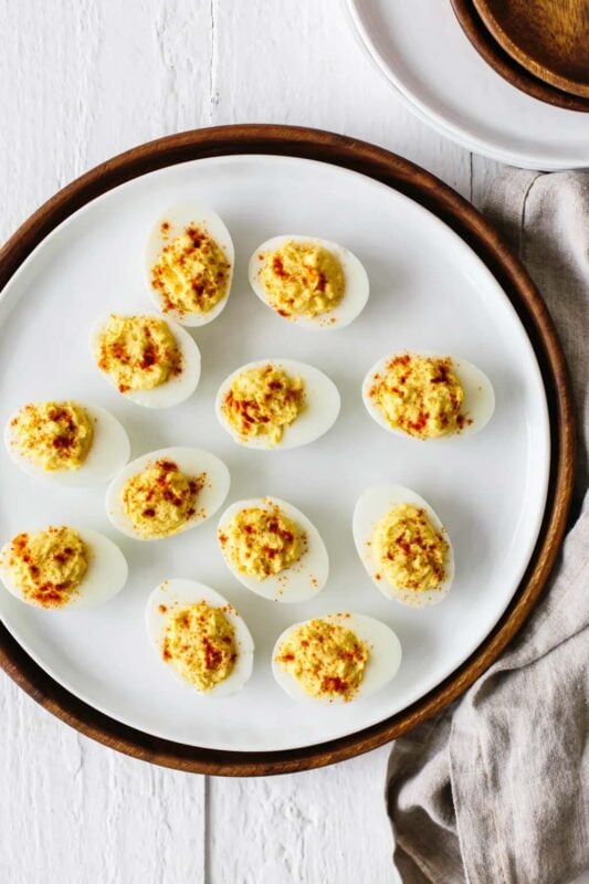 tray of deviled eggs