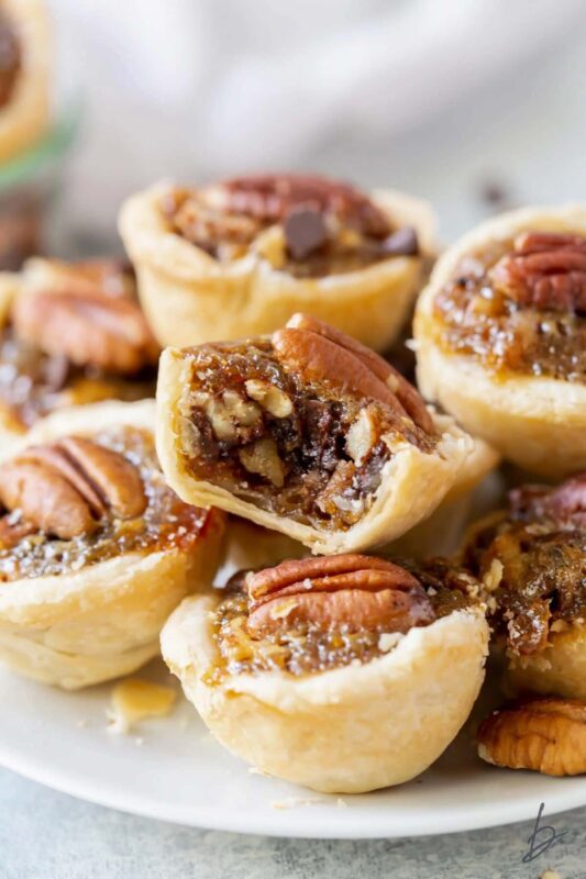 mini pies topped with pecans