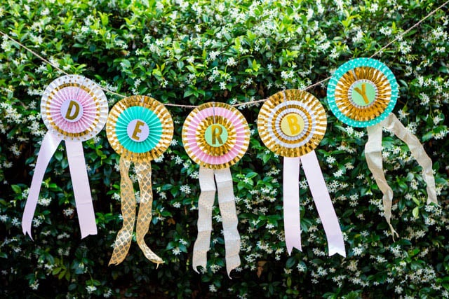 paper ribbons with the letters for DERBY inside