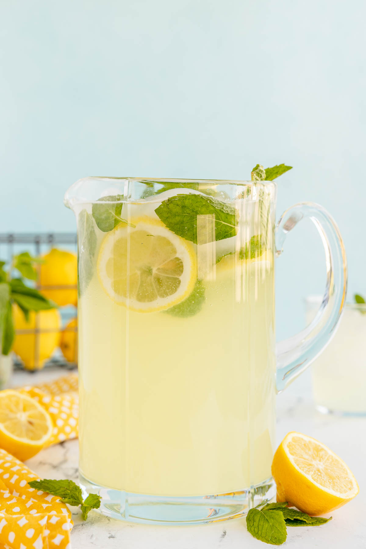 pitcher of mint lemonade