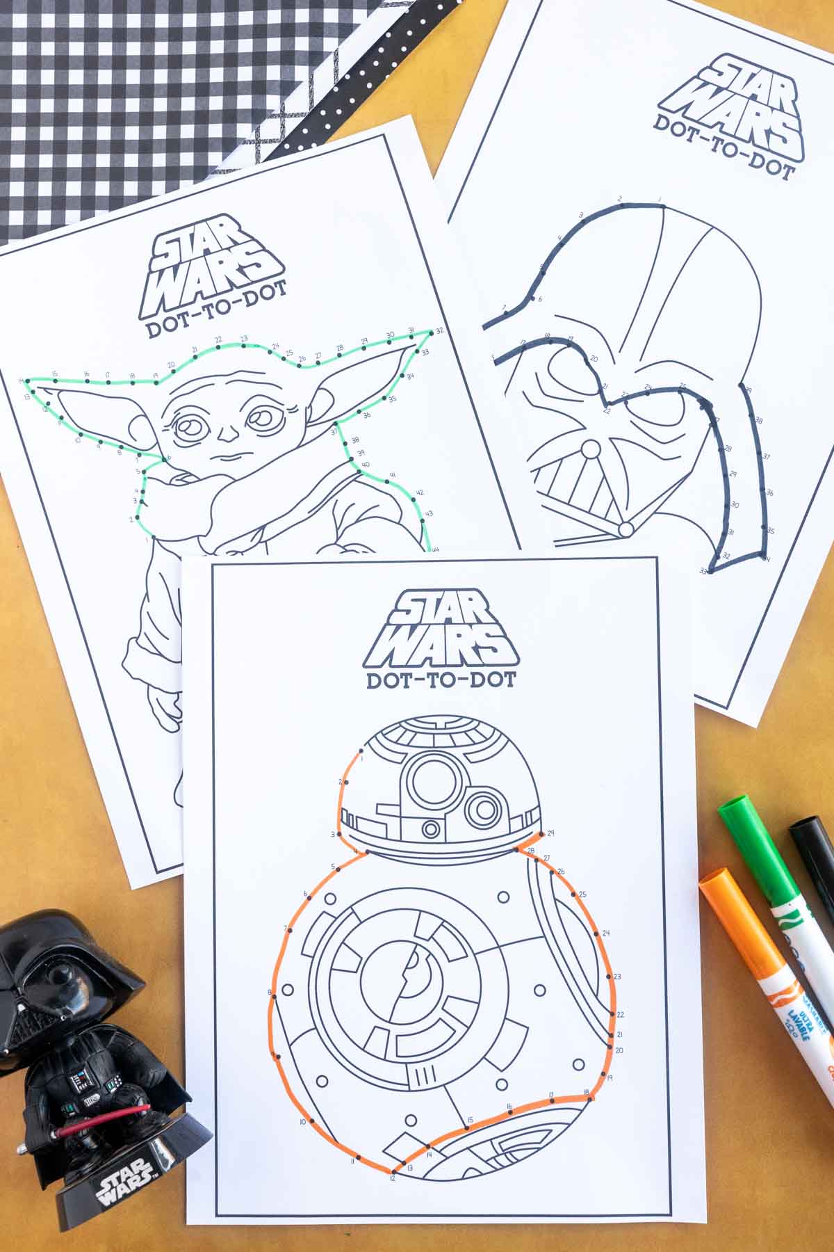 printed out Star Wars dot to dot sheets