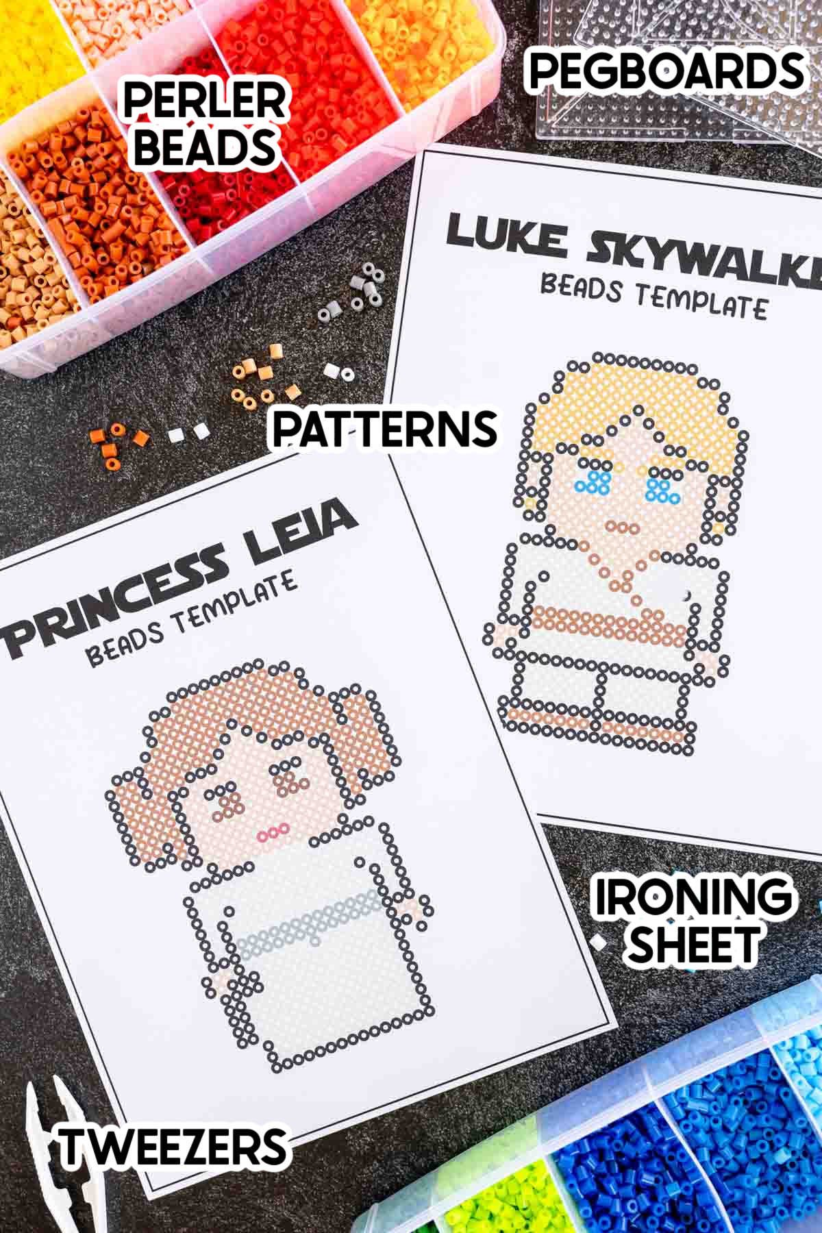 supplies needed to use Star Wars perler beads with labels
