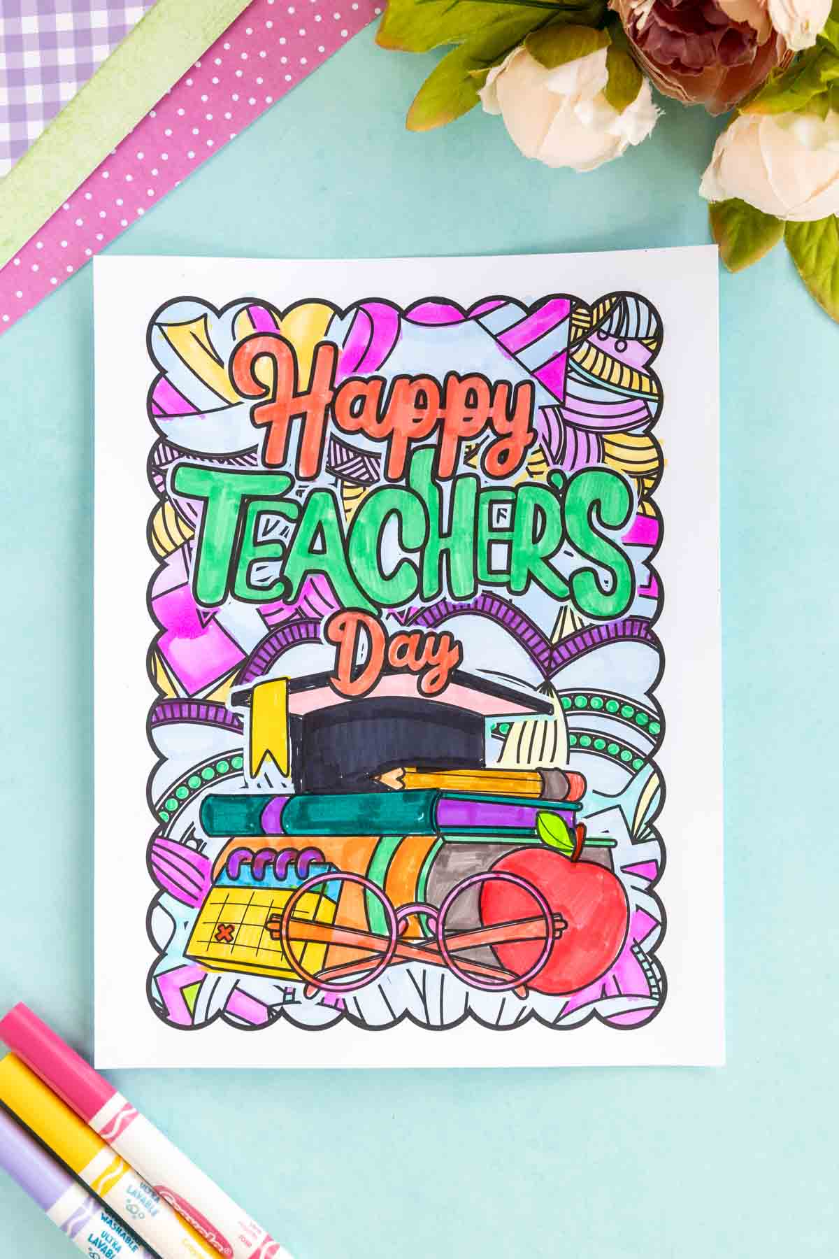colored in teacher appreciation coloring page