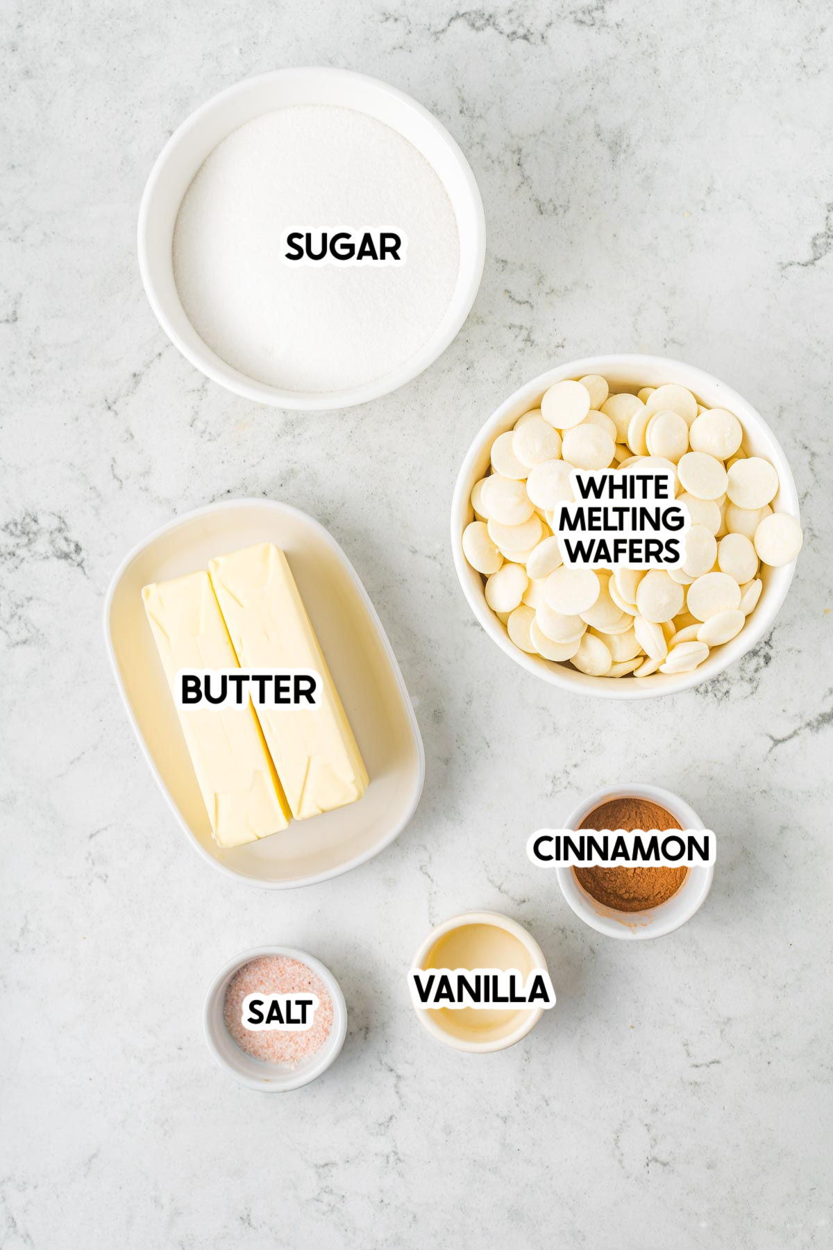 ingredients in churro toffee with labels