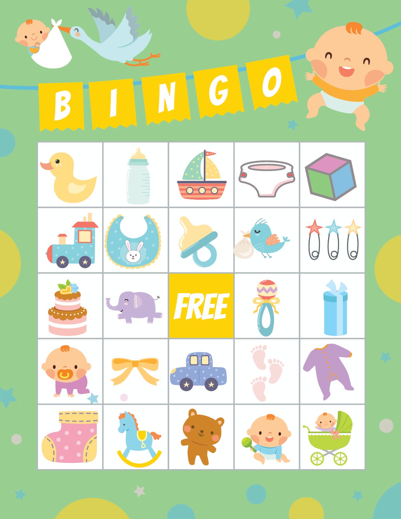 baby shower bingo card