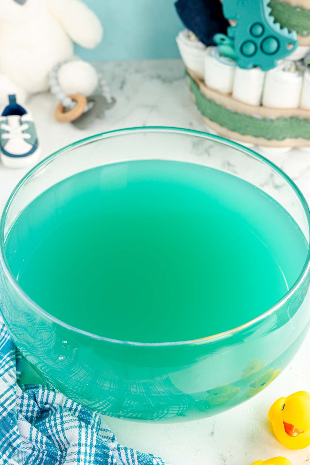 punch bowl of blue punch
