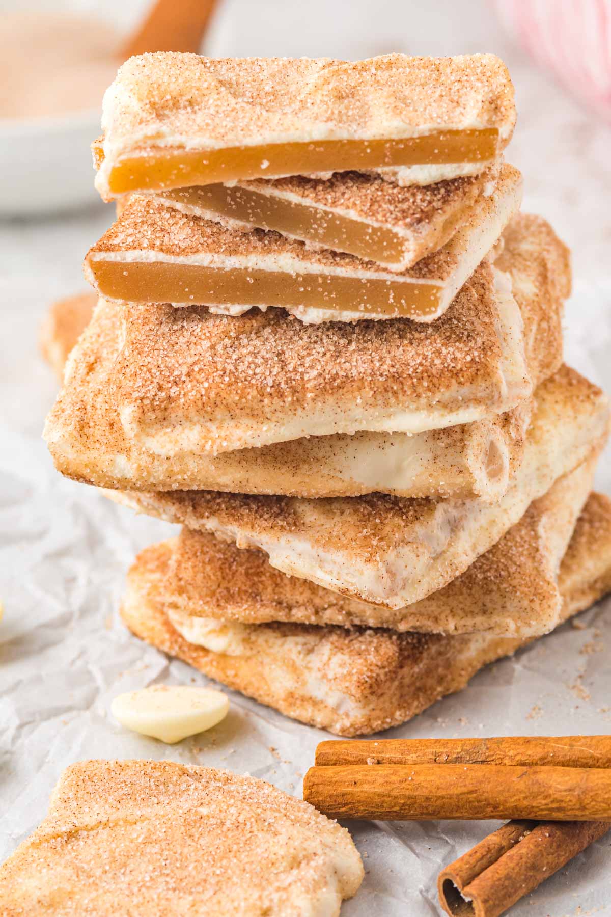 stack of churro toffee pieces