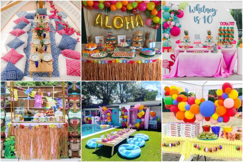 six images of summer party themes