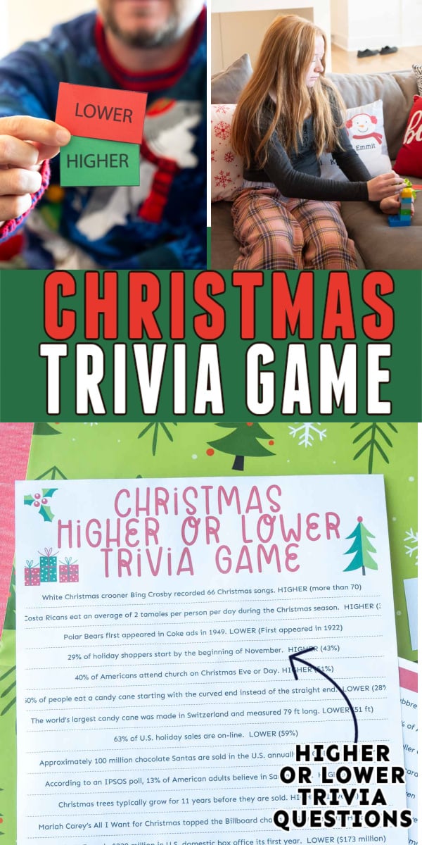 Reduce Questions Christmas Higher Lower Trivia Game - Play Party Plan
