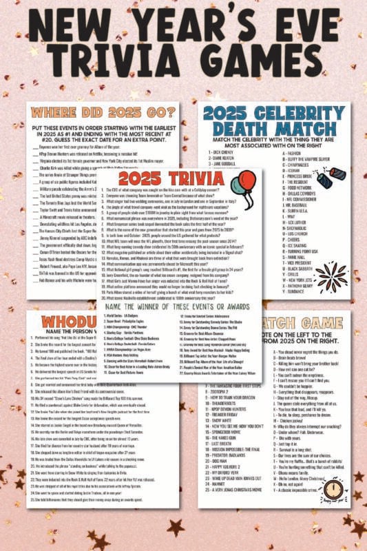 five new year's eve trivia games