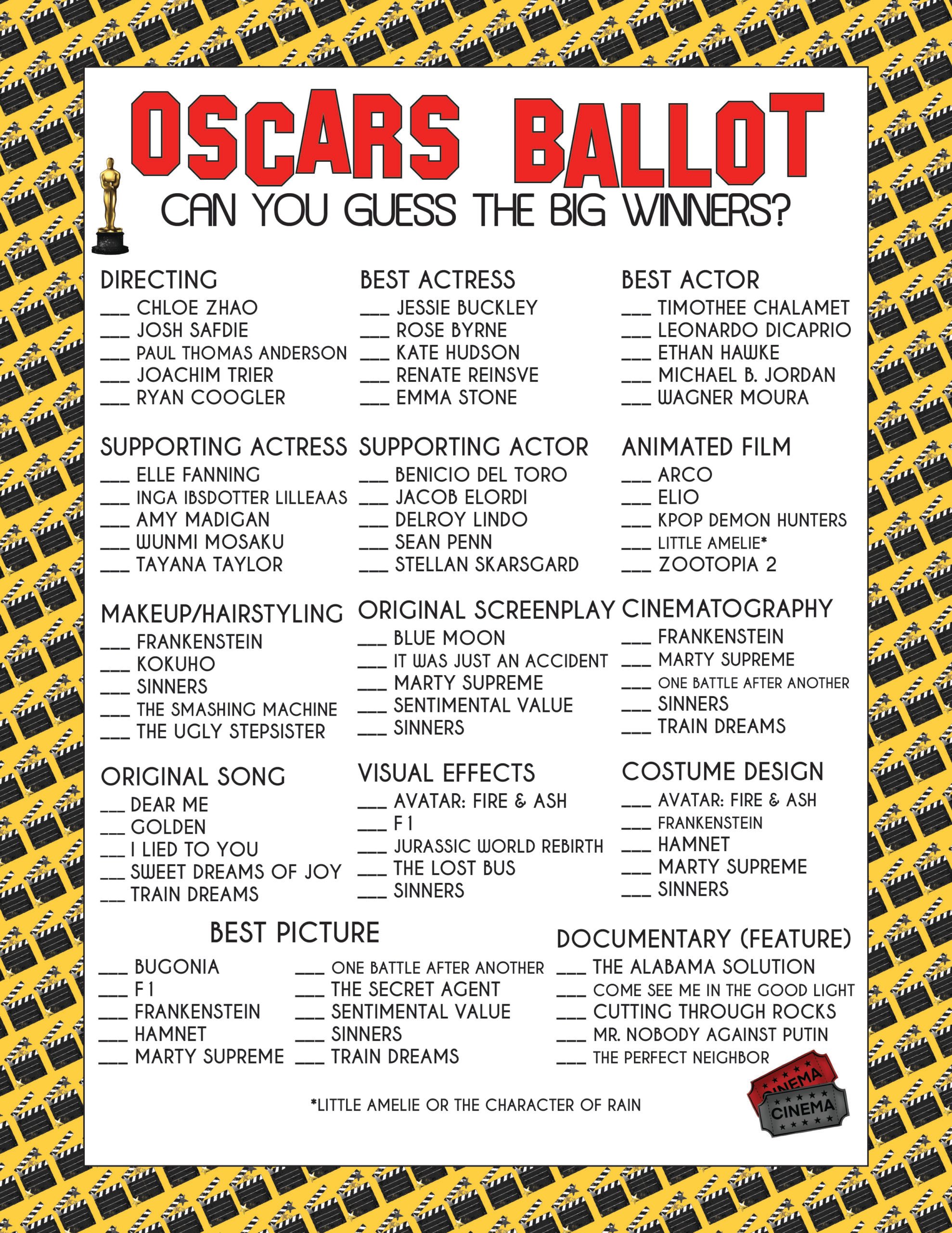 Oscar ballot