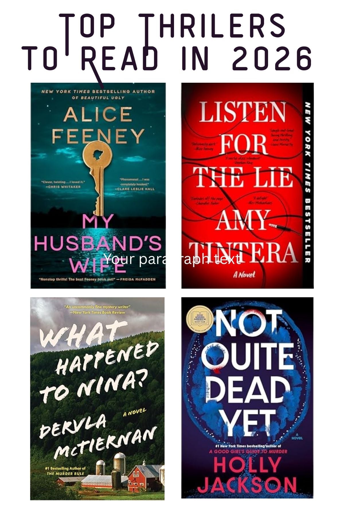 four thriller books in an image