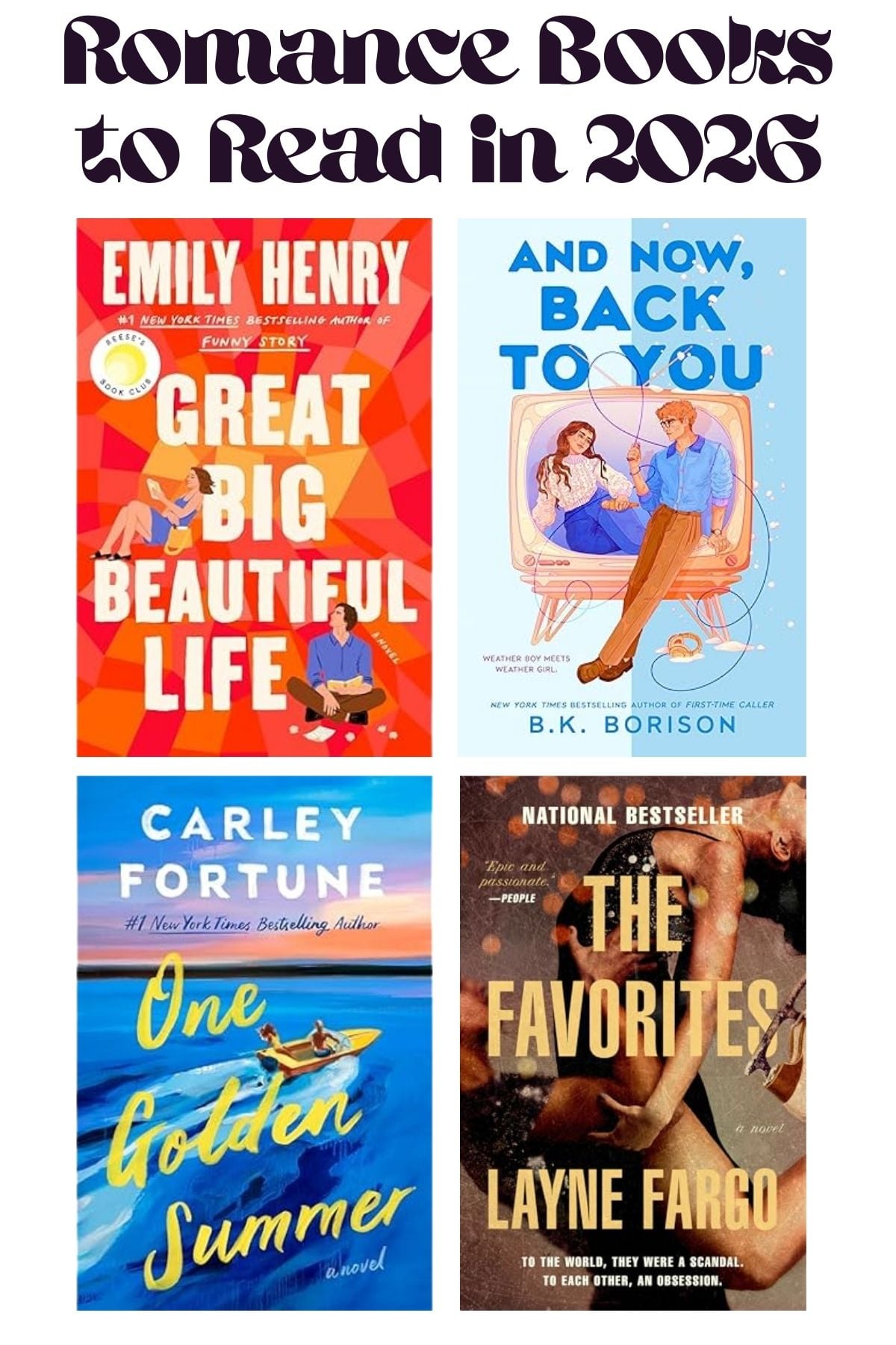 four romance novels with a title