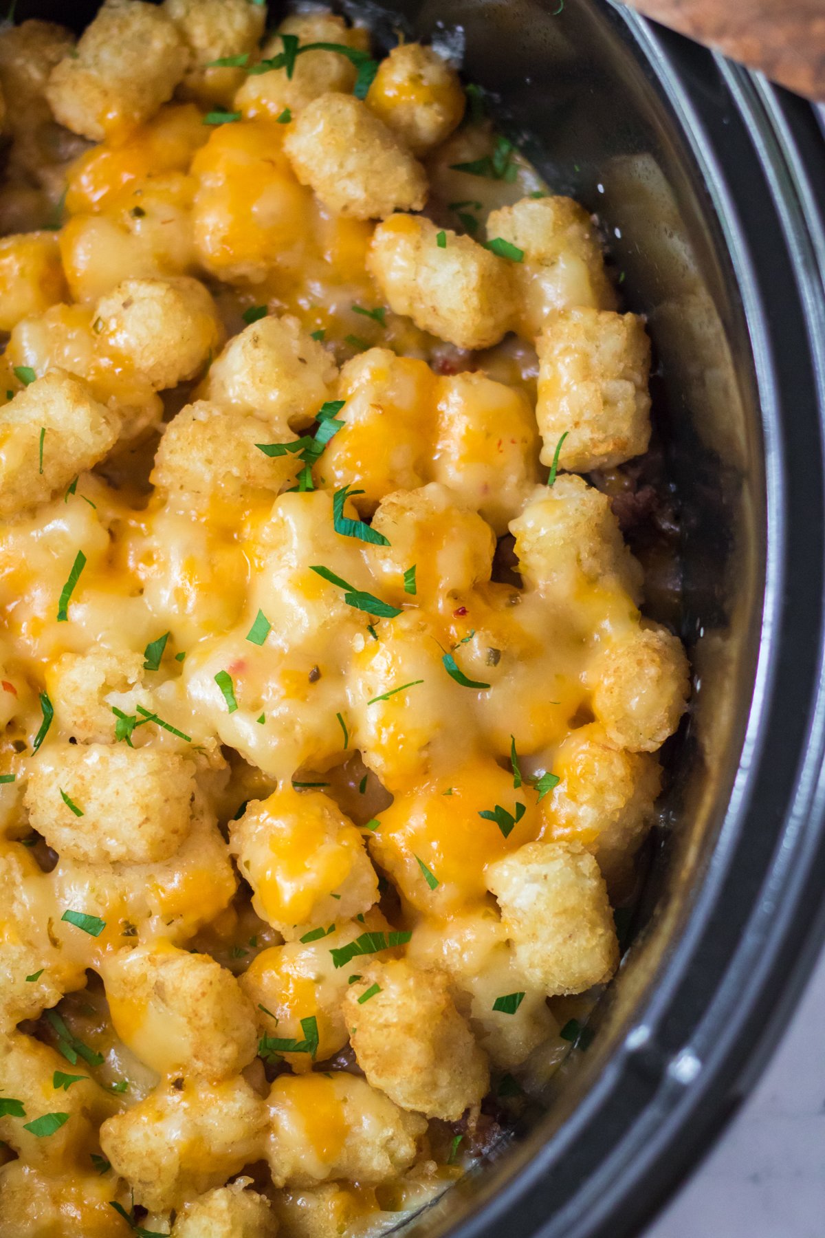 breakfast tater tot casserole in a crockpot