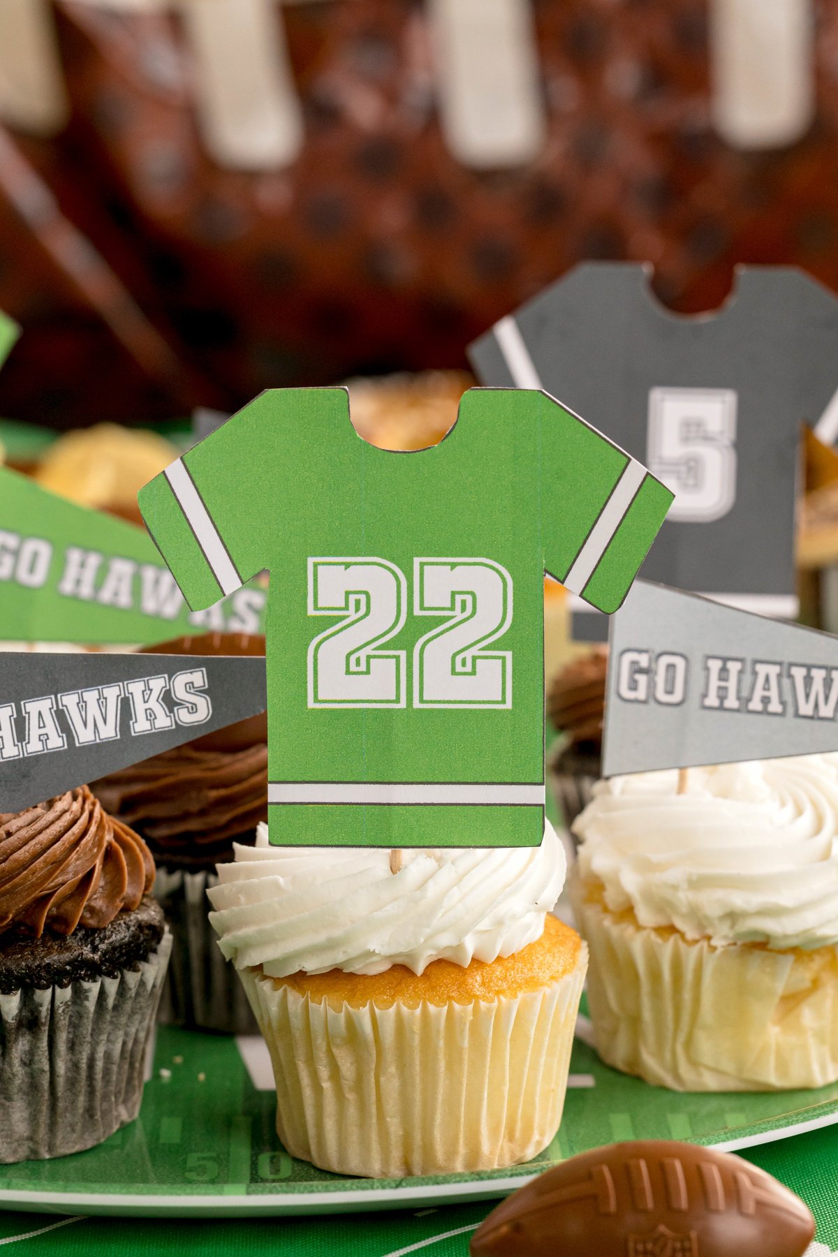 green jersey on a white cupcake