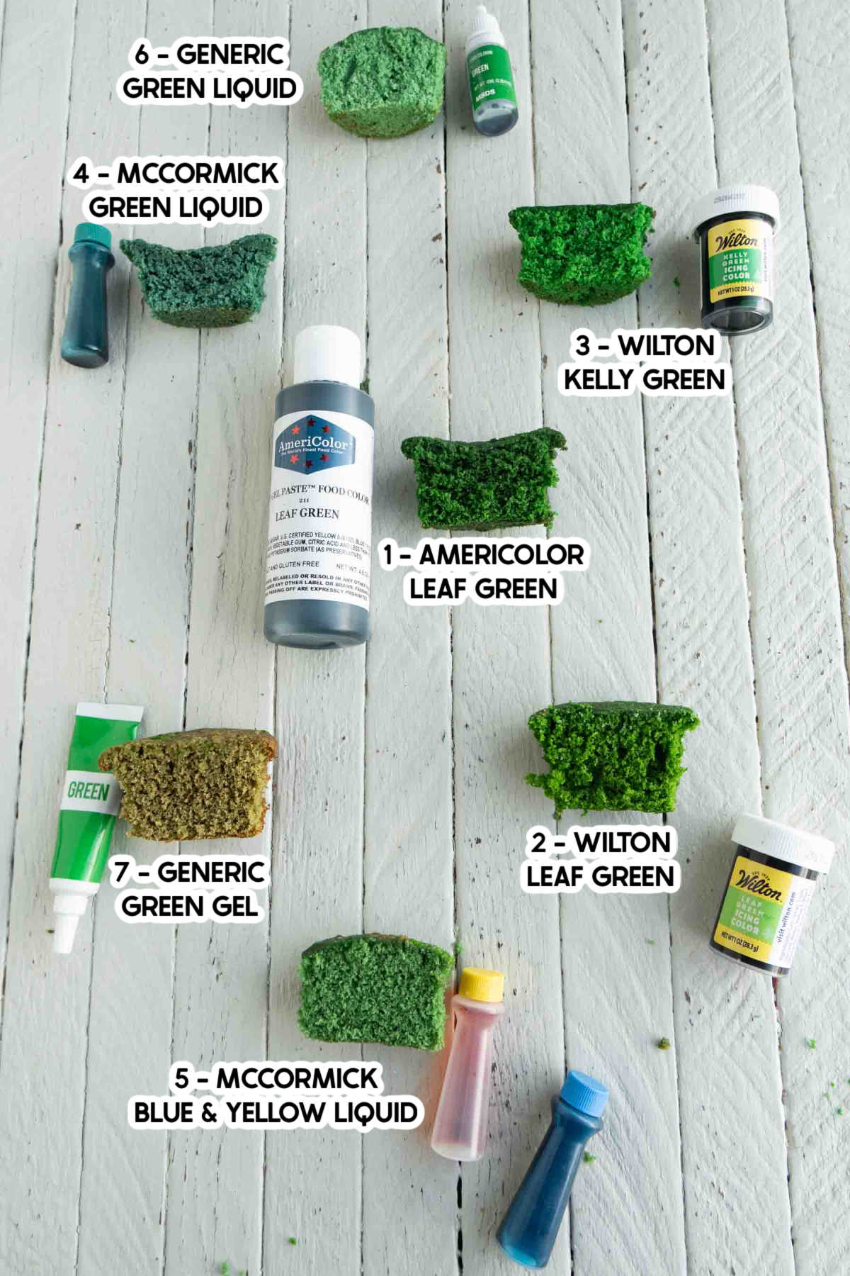 green velvet cupcakes with color comparisons