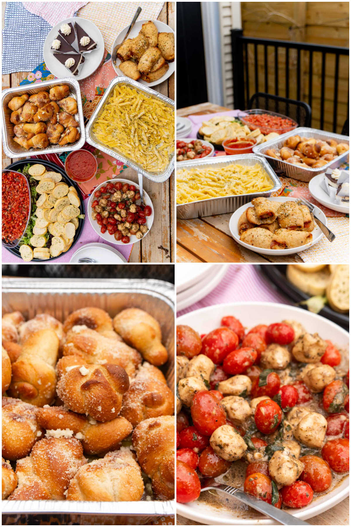 four images in a collage of Italian food